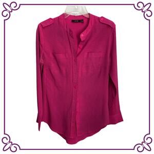 Apt. 9 Long Sleeve Button Front Mandarin Collar Tailored Blouse Small